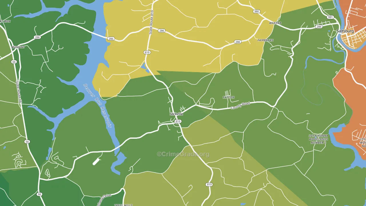 Slickville, PA Map of Murder Rates