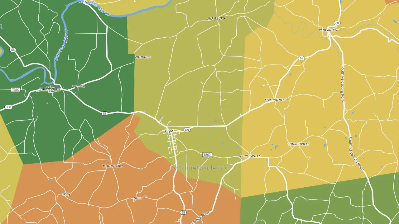 Sligo, PA Map of Murder Rates