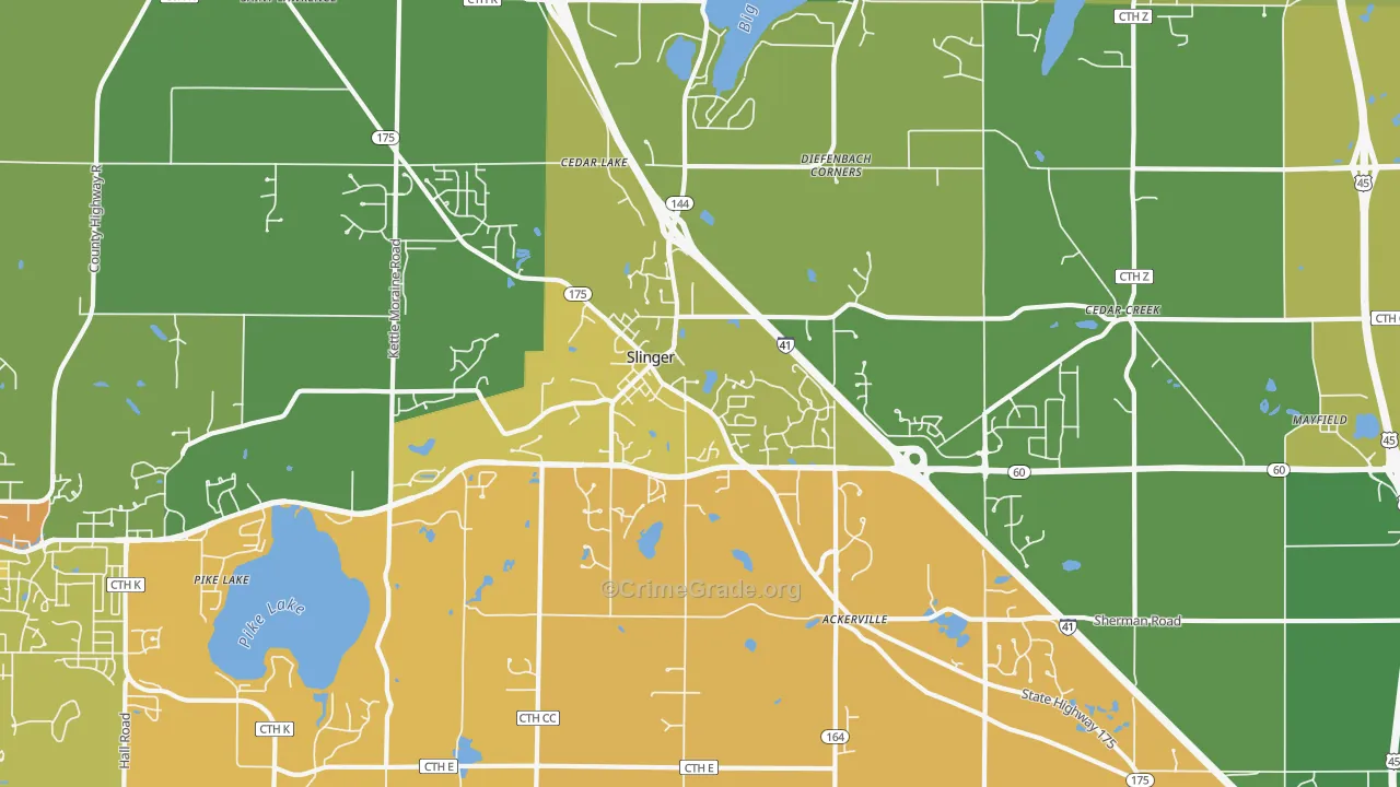 Slinger, WI Map of Murder Rates