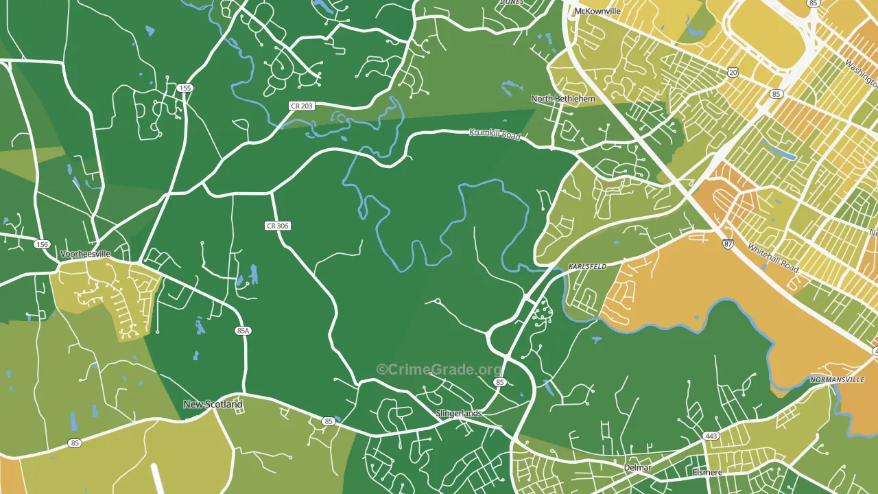 Slingerlands, NY Map of Murder Rates