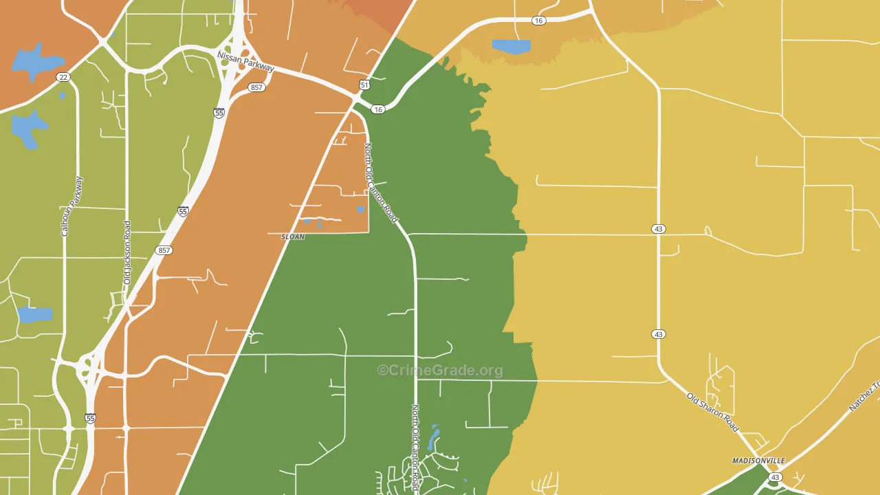 Sloan, MS Map of Murder Rates