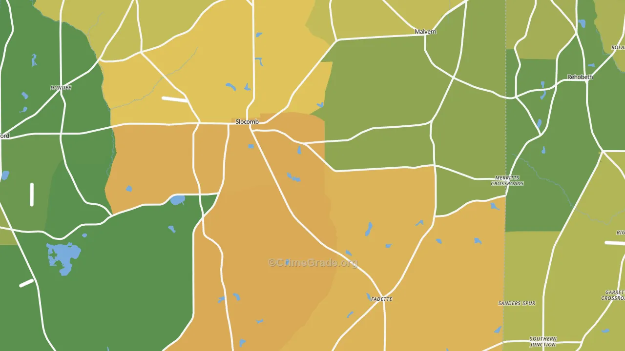 Slocomb, AL Map of Murder Rates