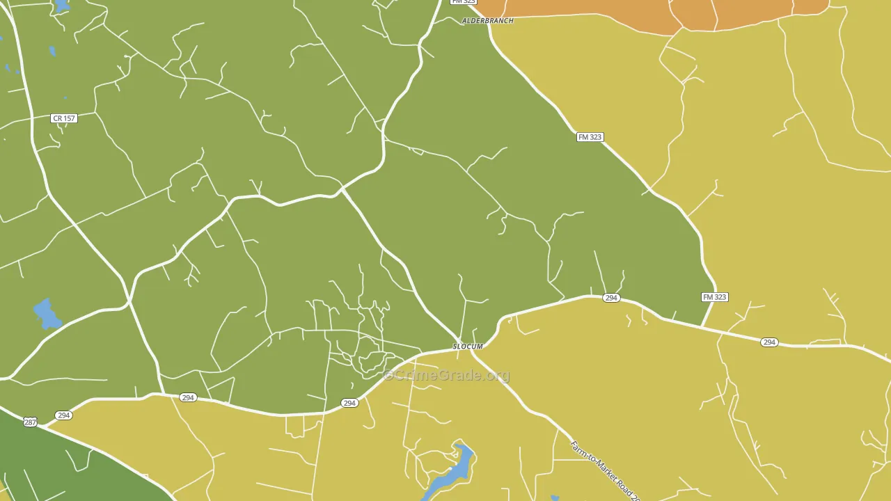 Slocum, TX Map of Murder Rates