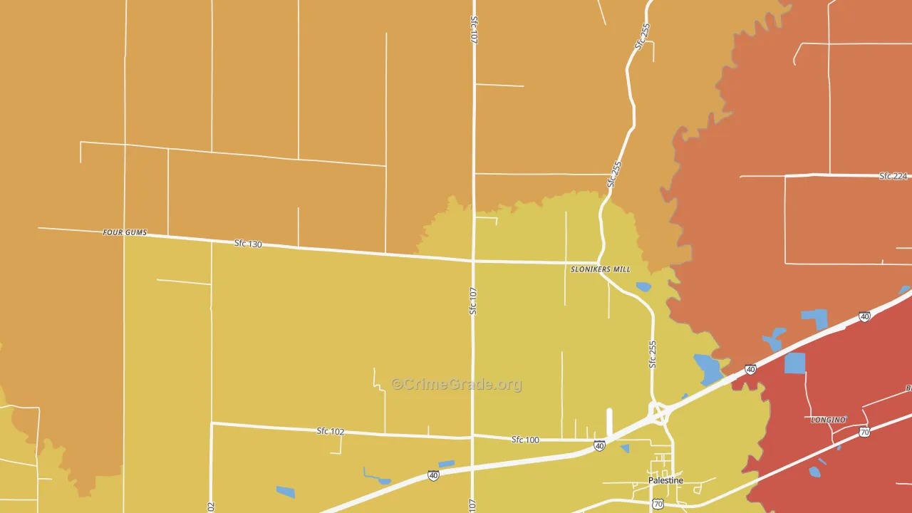 Slonikers Mill, AR Map of Murder Rates