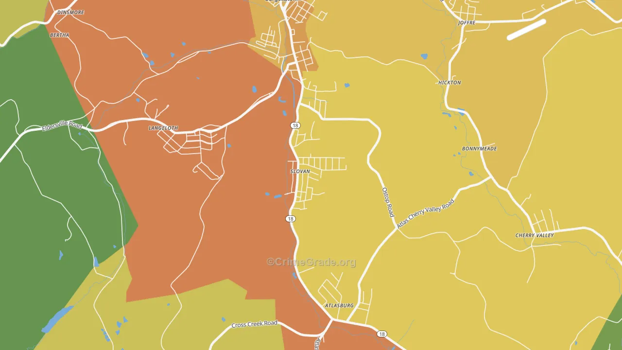 Slovan, PA Map of Murder Rates