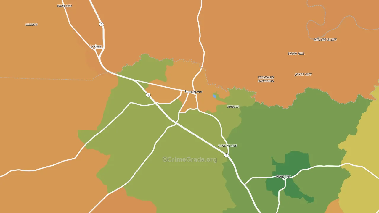 Smackover, AR Map of Murder Rates