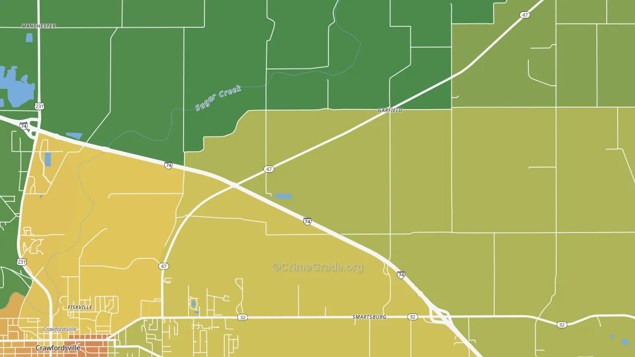 Smartsburg, IN Map of Murder Rates
