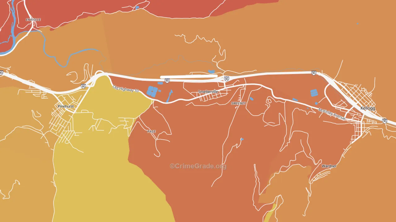 Smelterville, ID Map of Murder Rates