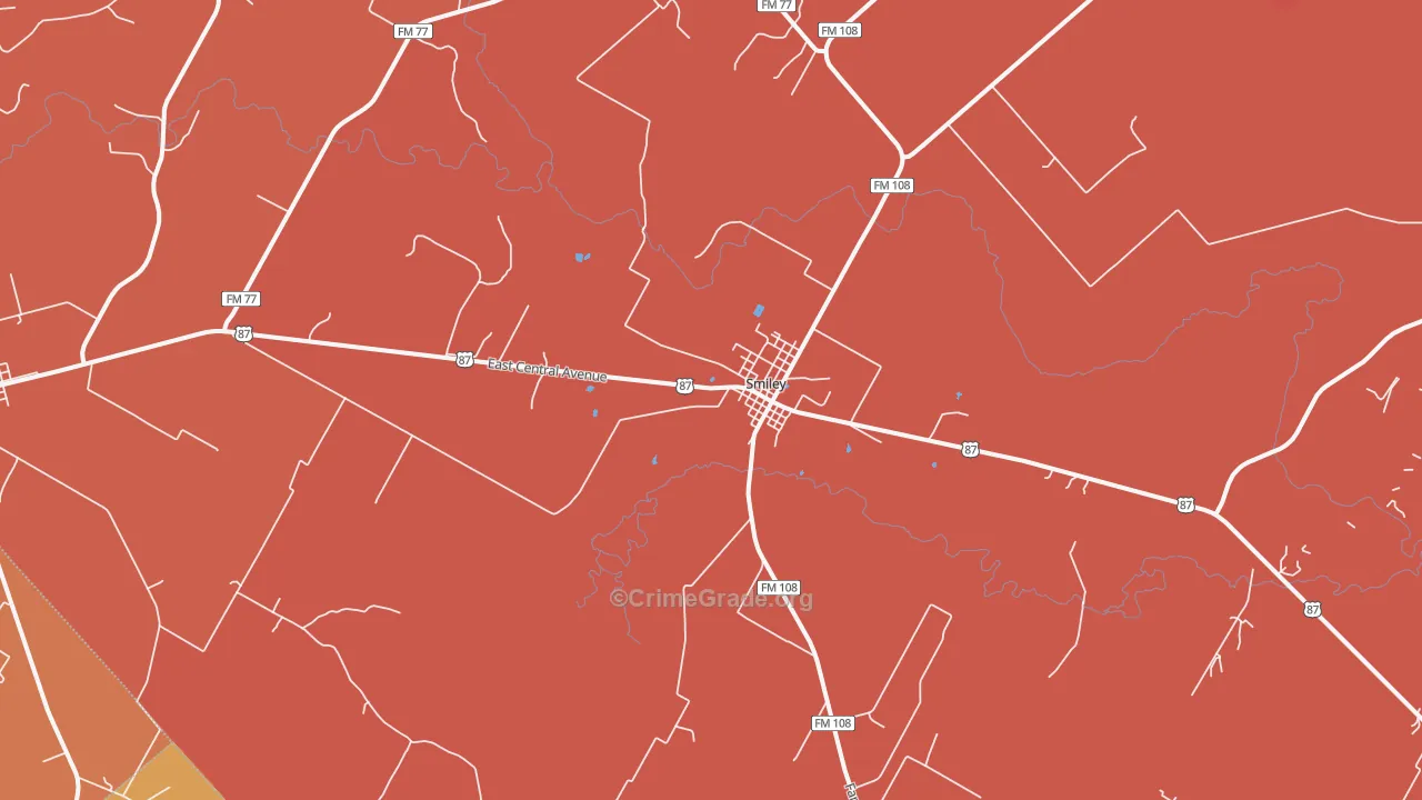 Smiley, TX Map of Murder Rates