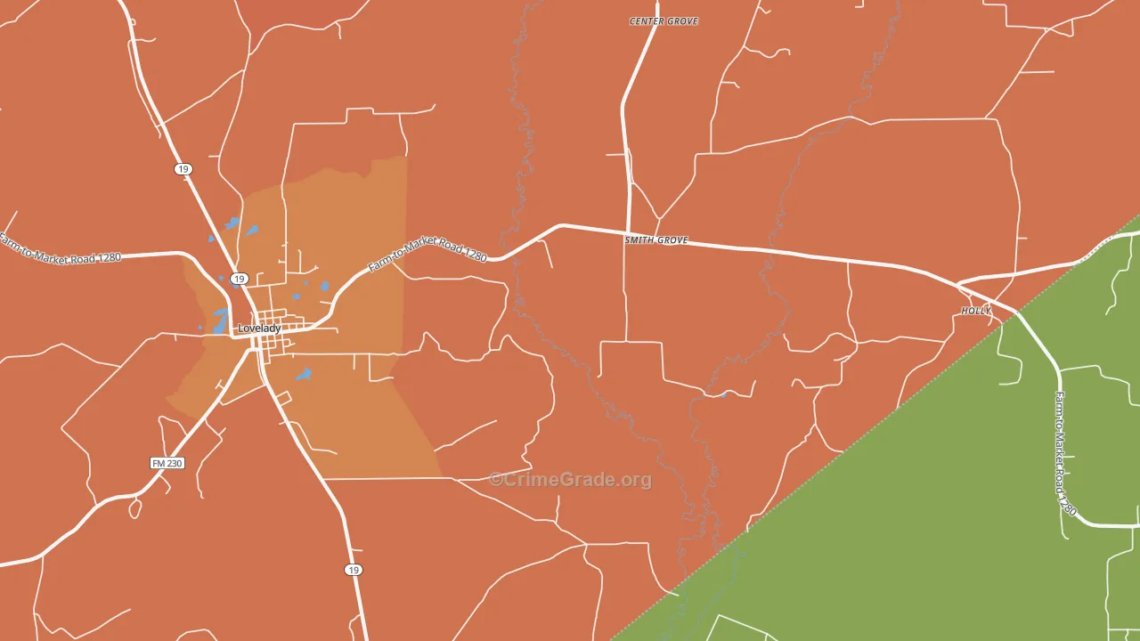 Smith Grove, TX Map of Murder Rates