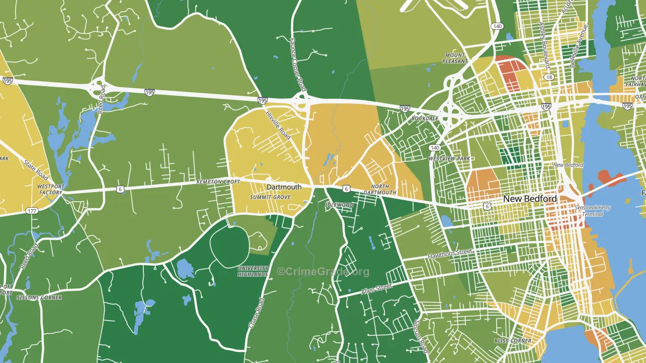 Smith Mills, MA Map of Murder Rates