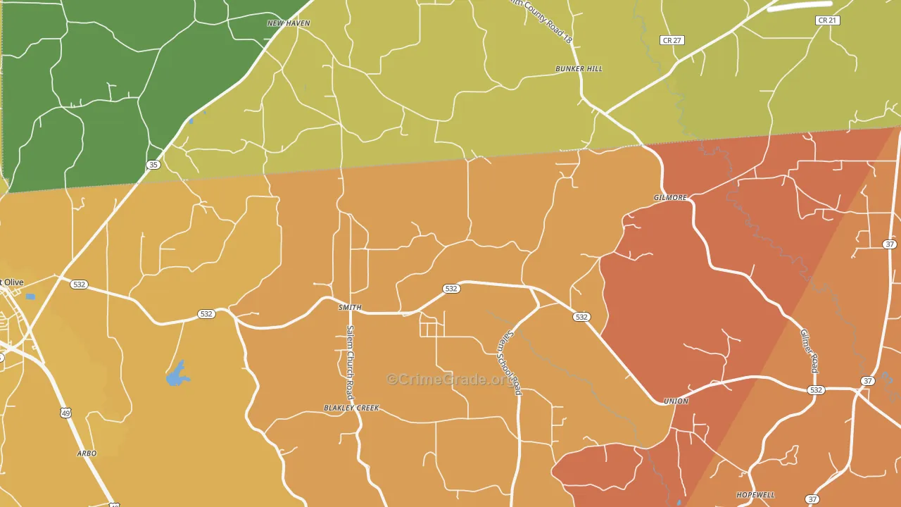Smith, MS Map of Murder Rates