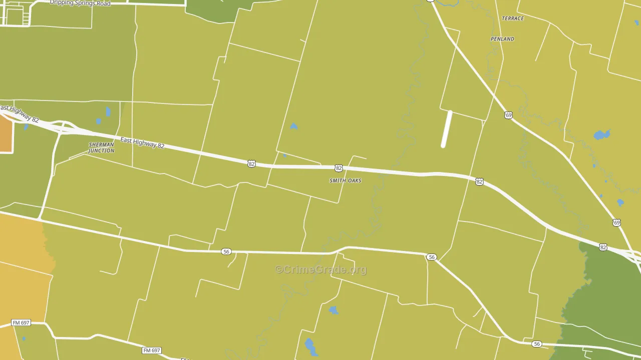 Smith Oaks, TX Map of Murder Rates