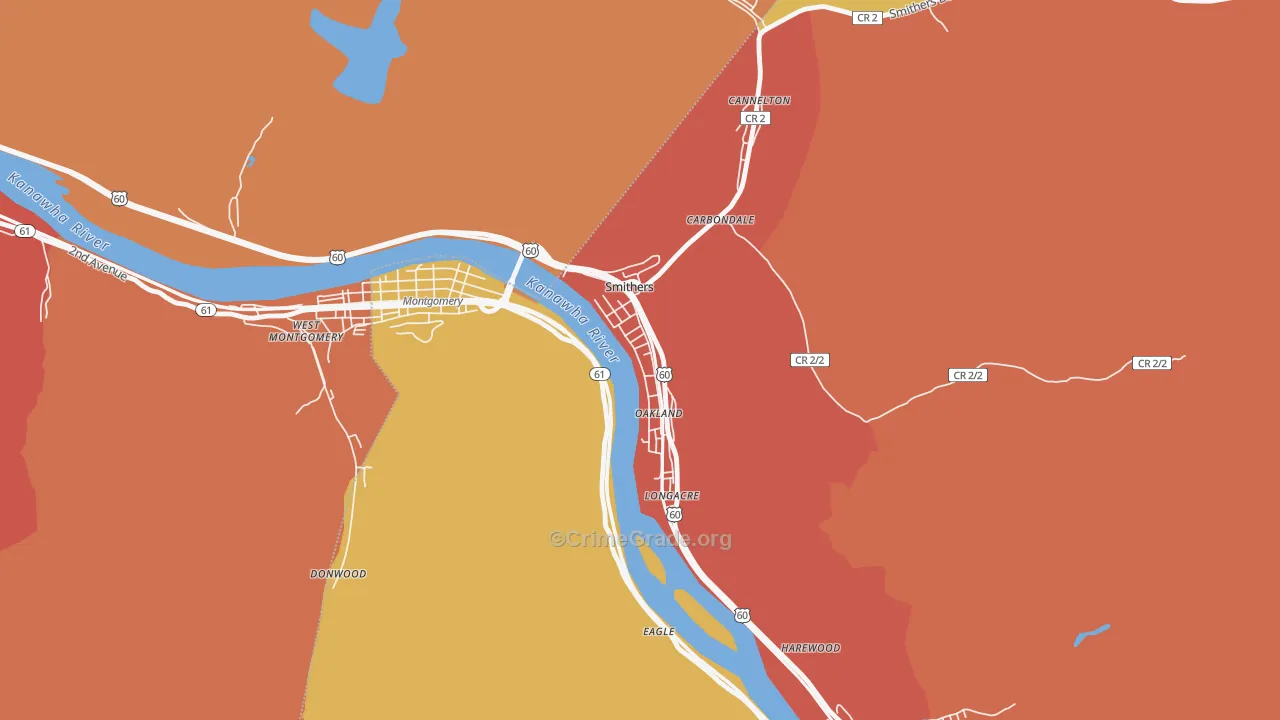 Smithers, WV Map of Murder Rates