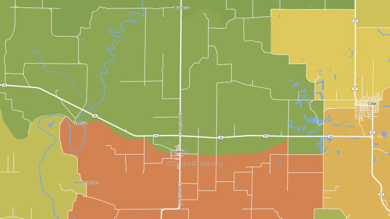 Smithfield, IL Map of Murder Rates