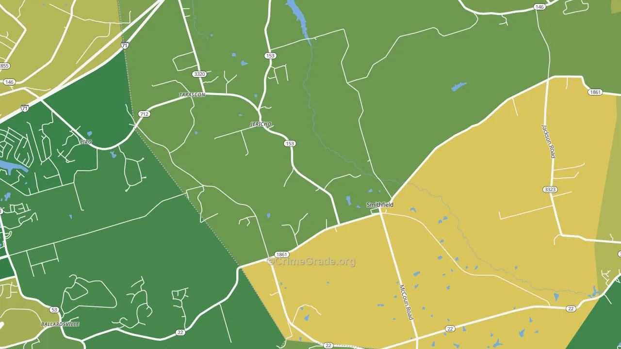 Smithfield, KY Map of Murder Rates