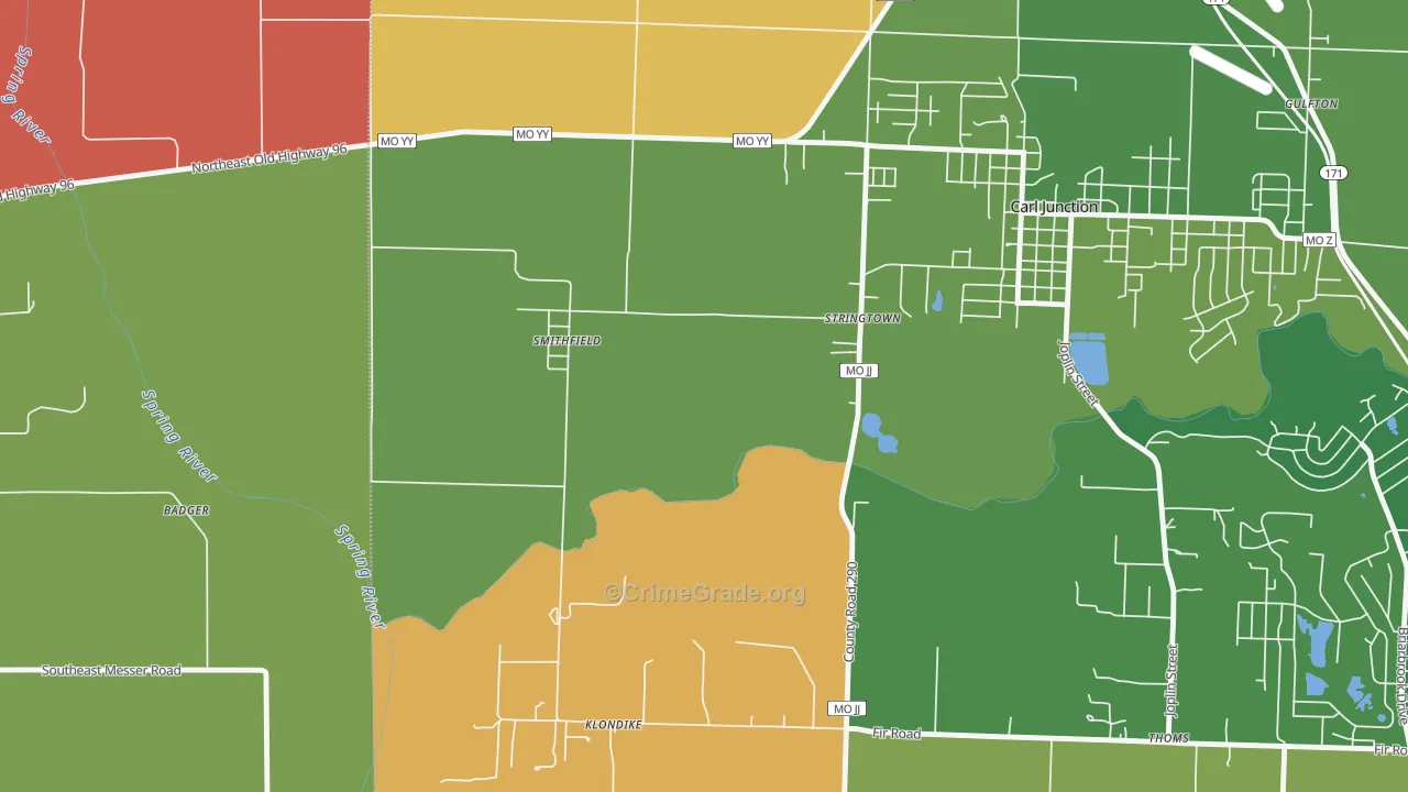 Smithfield, MO Map of Murder Rates