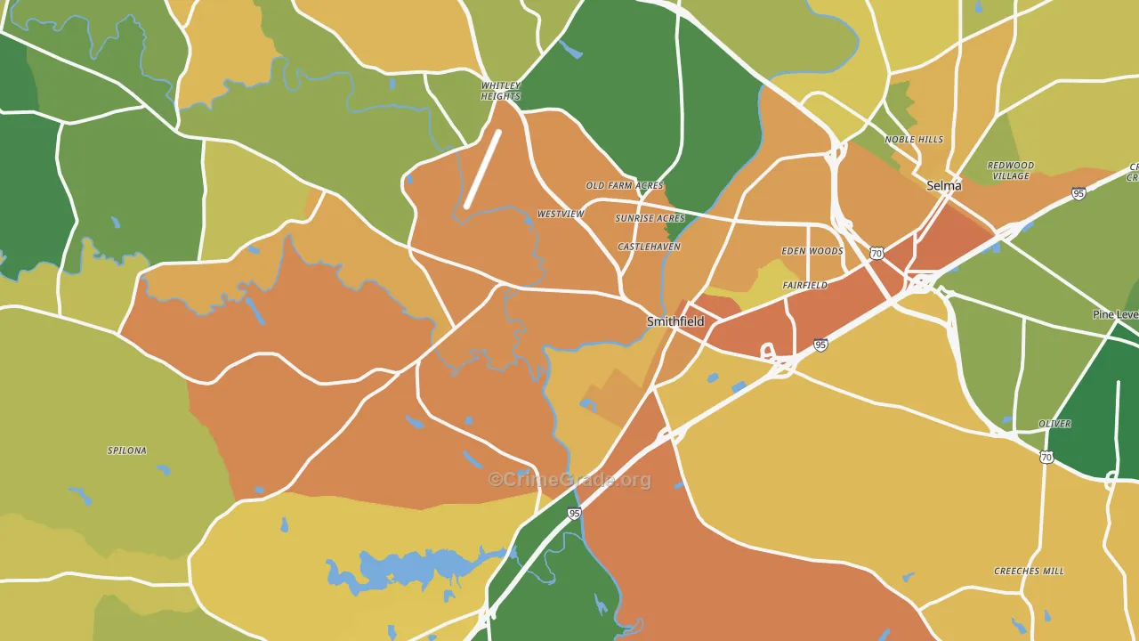 Smithfield, NC Map of Murder Rates
