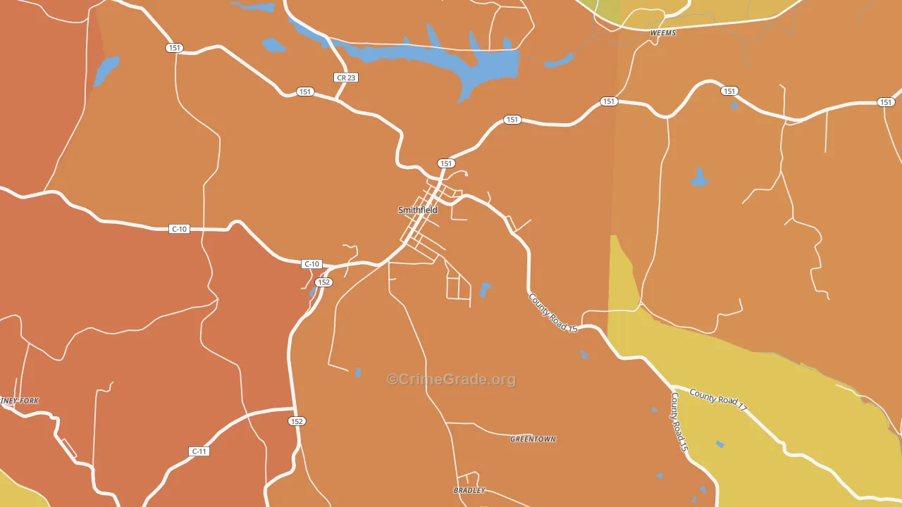 Smithfield, OH Map of Murder Rates
