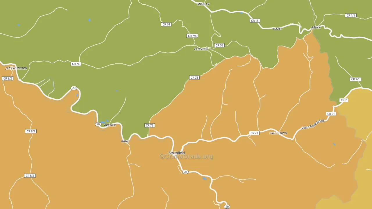 Smithfield, WV Map of Murder Rates