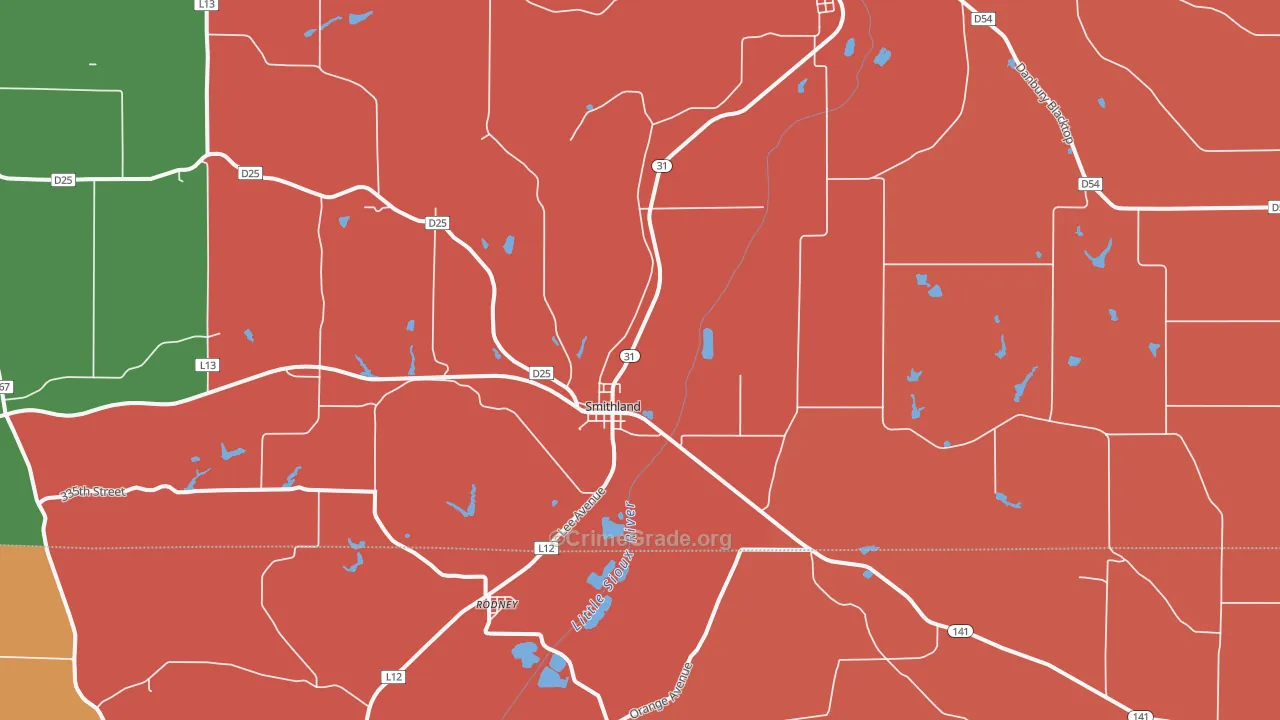Smithland, IA Map of Murder Rates