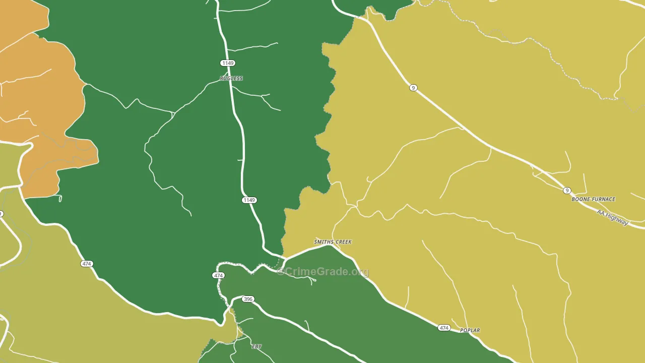 Smiths Creek, KY Map of Murder Rates