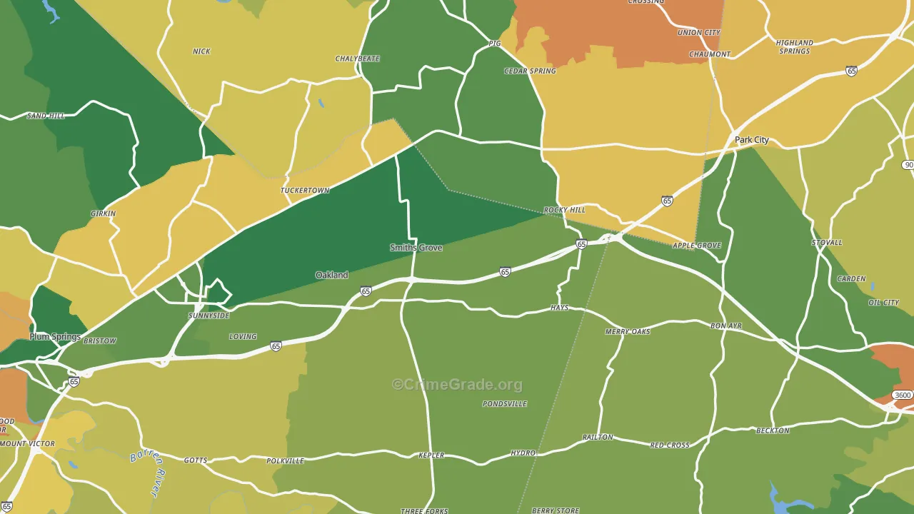 Smiths Grove, KY Map of Murder Rates