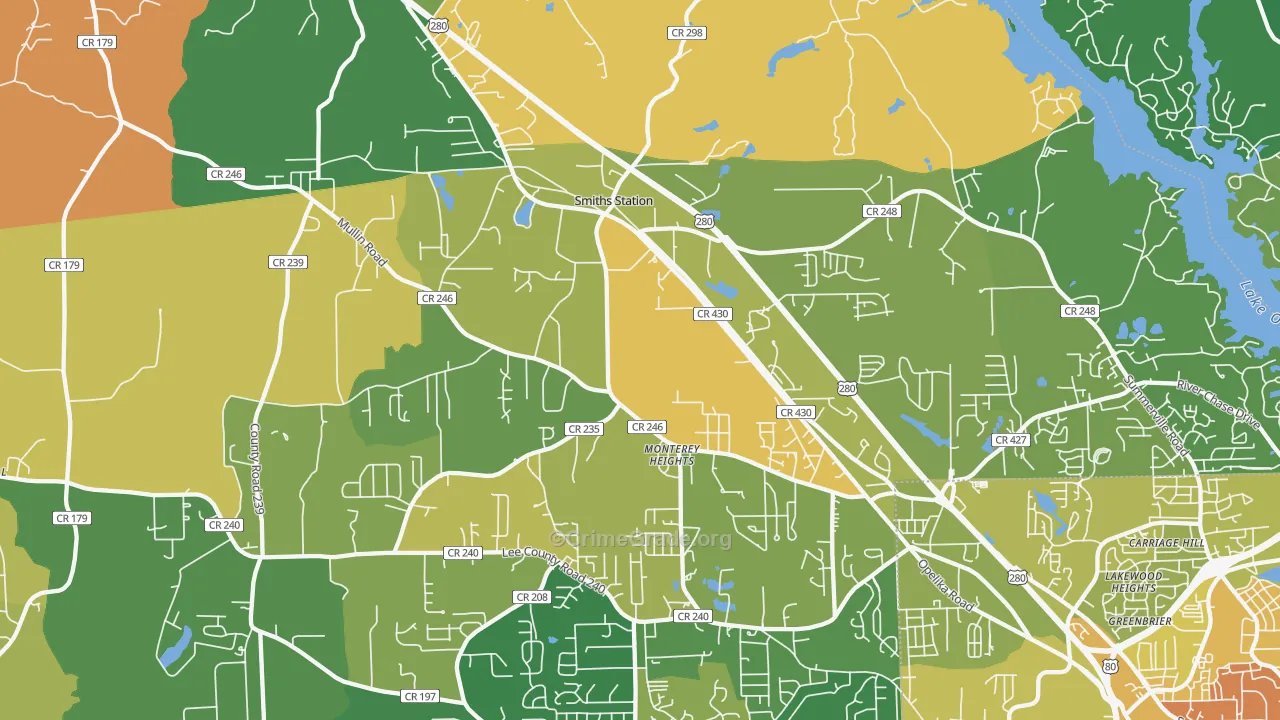 Smiths Station, AL Map of Murder Rates