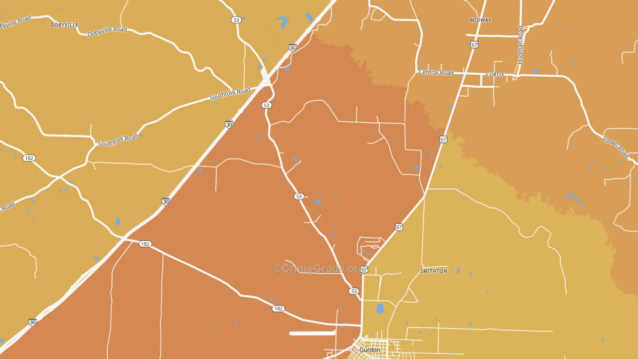 Smithton, AR Map of Murder Rates