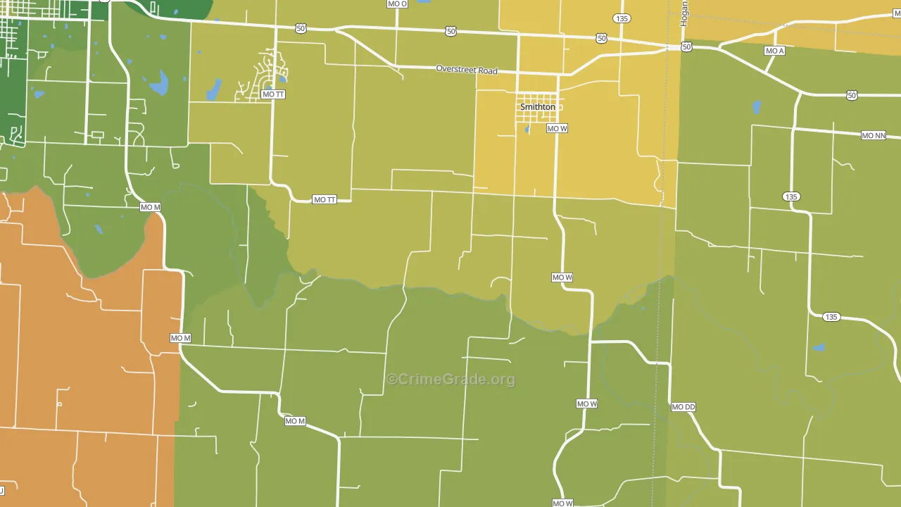 Smithton, MO Map of Murder Rates