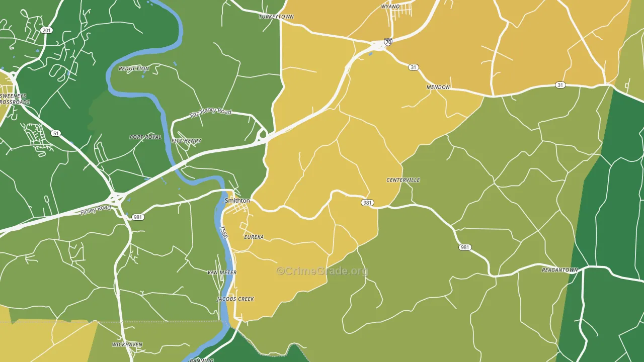 Smithton, PA Map of Murder Rates