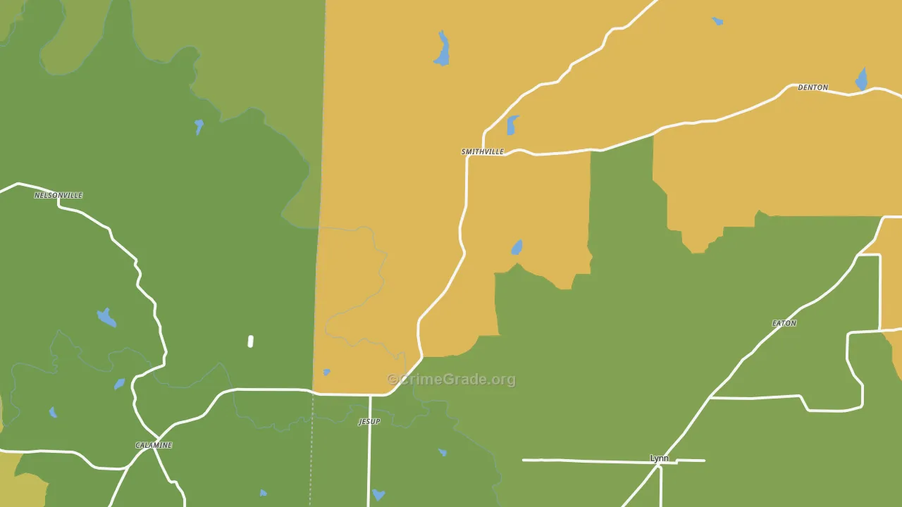 Smithville, AR Map of Murder Rates