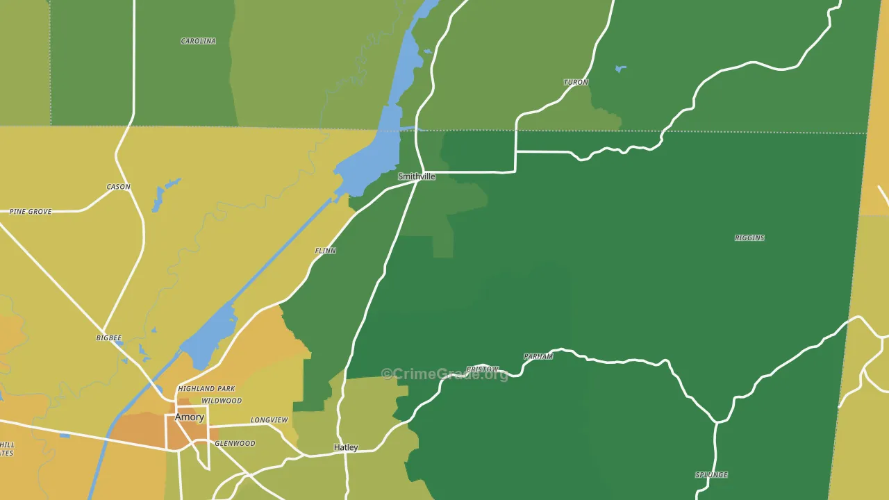 Smithville, MS Map of Murder Rates