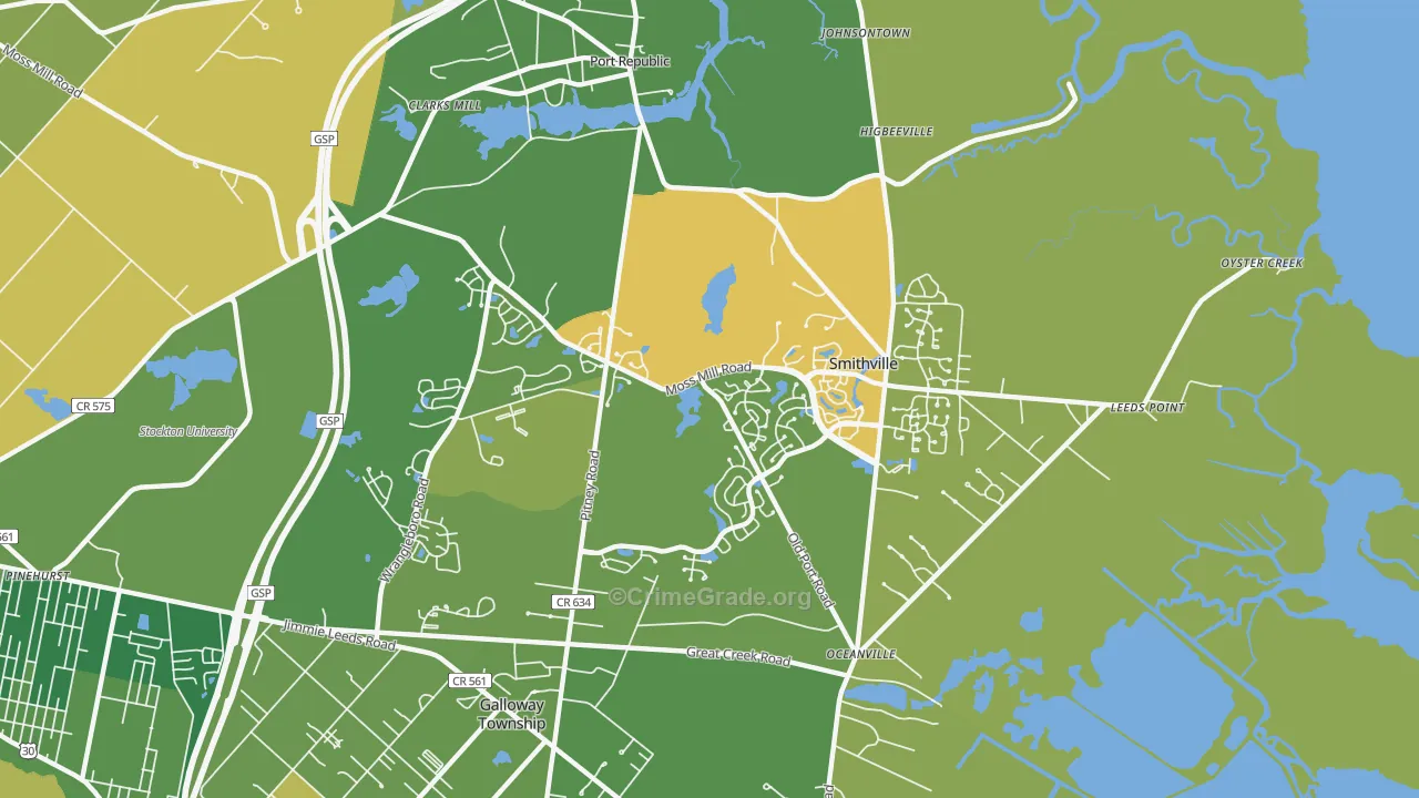 Smithville, NJ Map of Murder Rates
