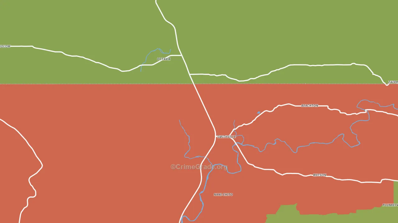 Smithville, OK Map of Murder Rates