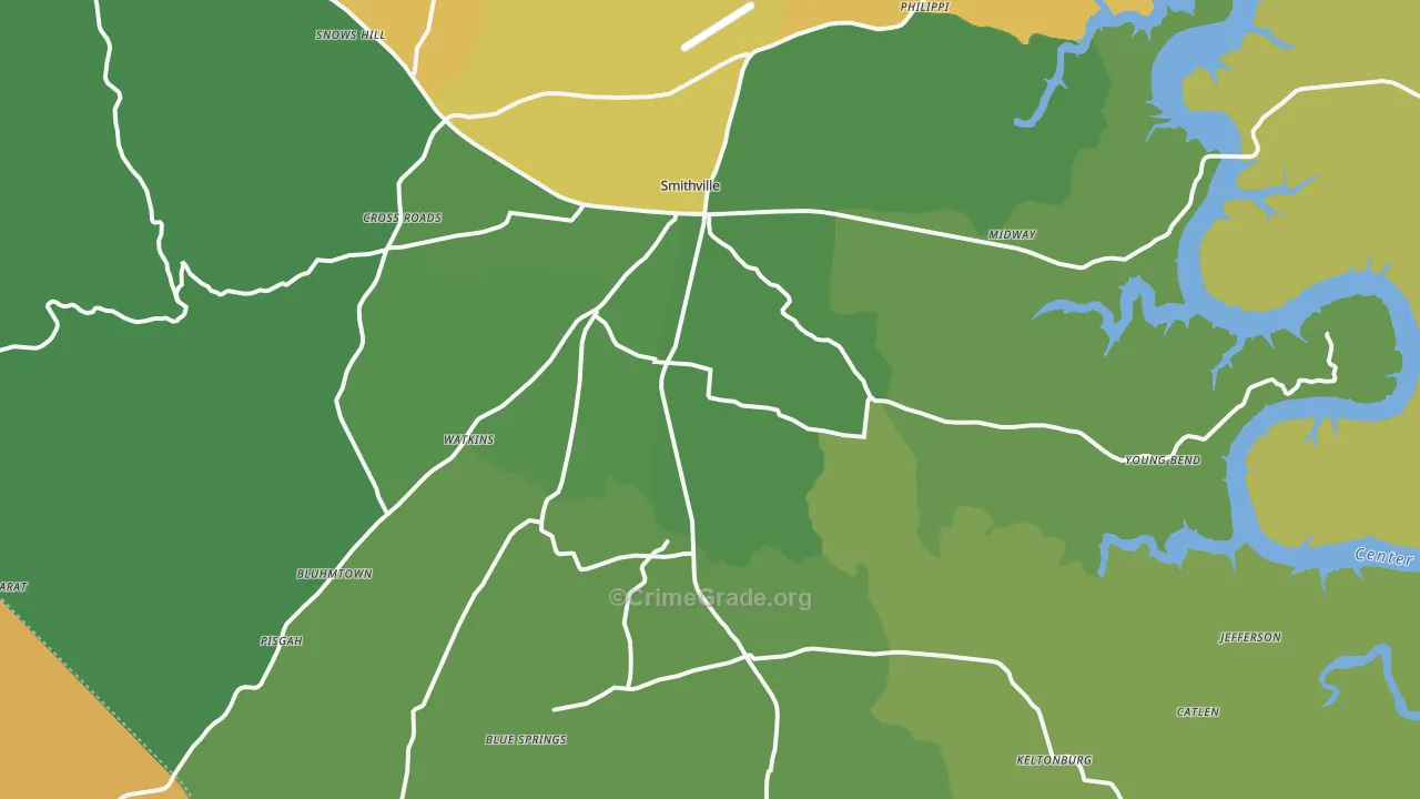 Smithville, TN Map of Murder Rates
