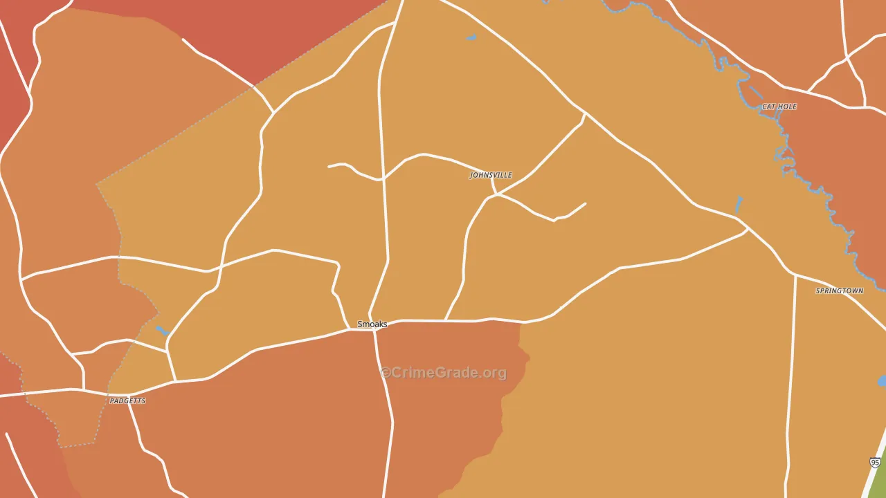 Smoaks, SC Map of Murder Rates