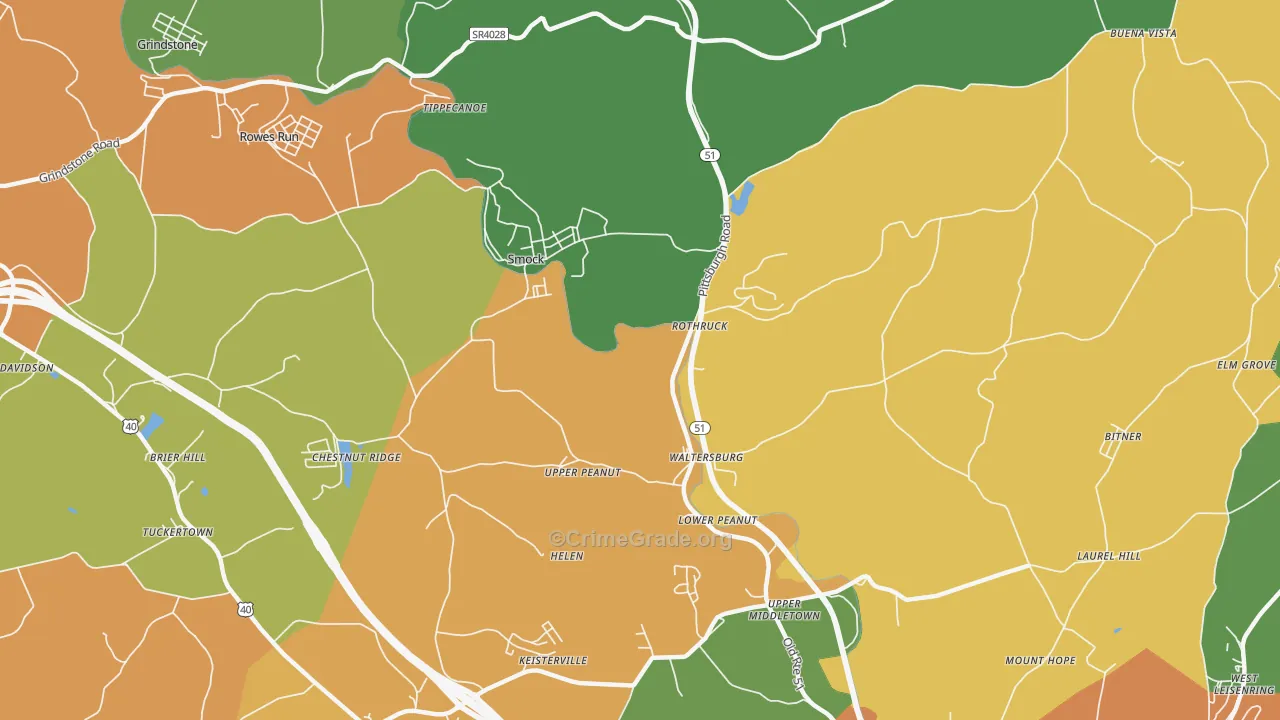 Smock, PA Map of Murder Rates
