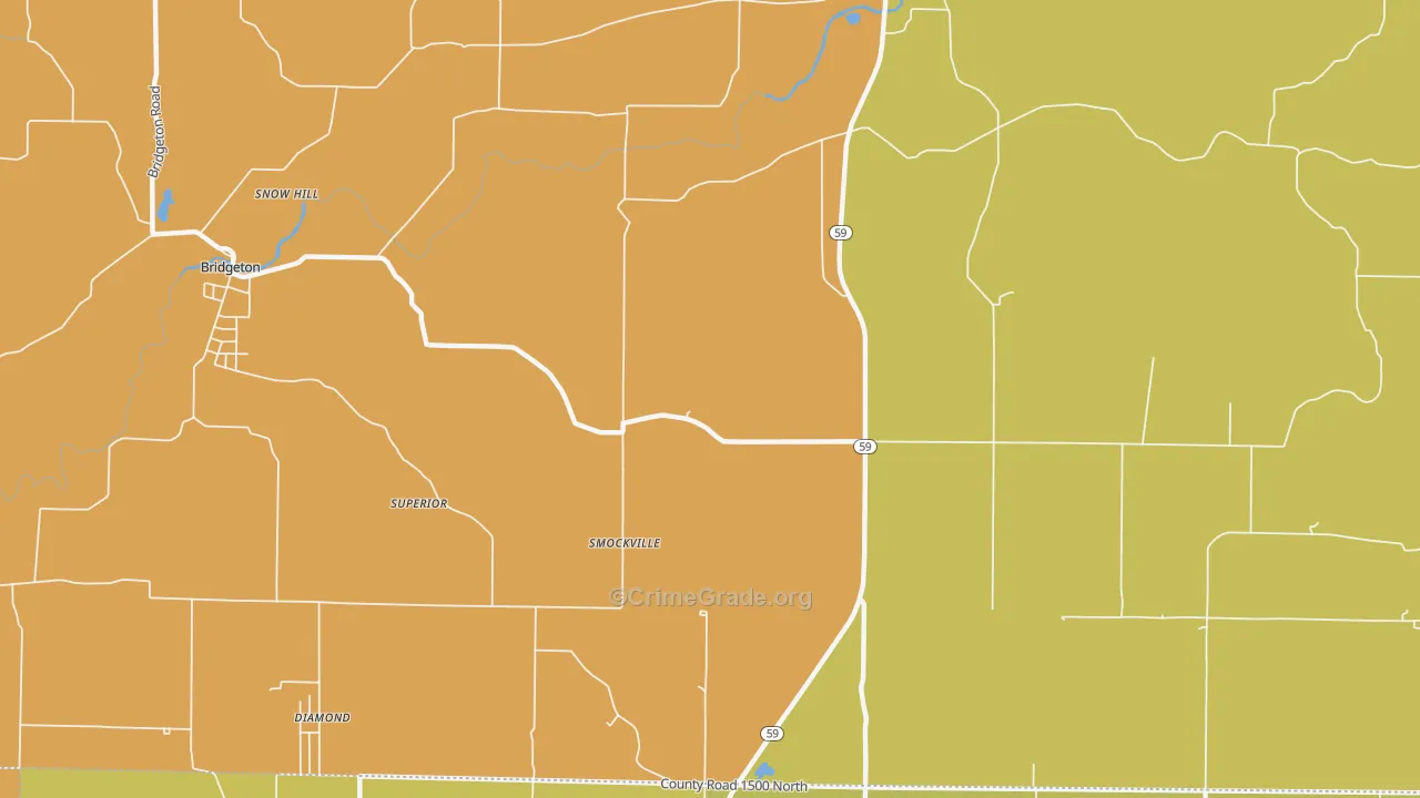 Smockville, IN Map of Murder Rates