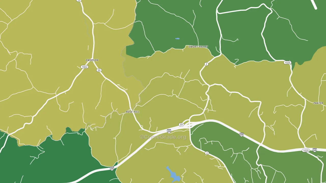 Smoky Valley, KY Map of Murder Rates