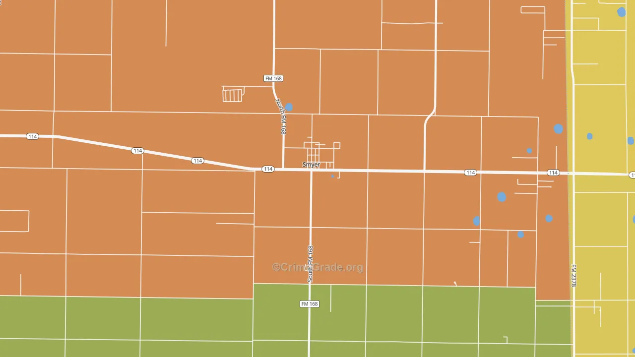 Smyer, TX Map of Murder Rates