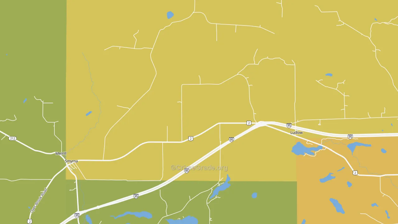 Smyrna Center, ME Map of Murder Rates