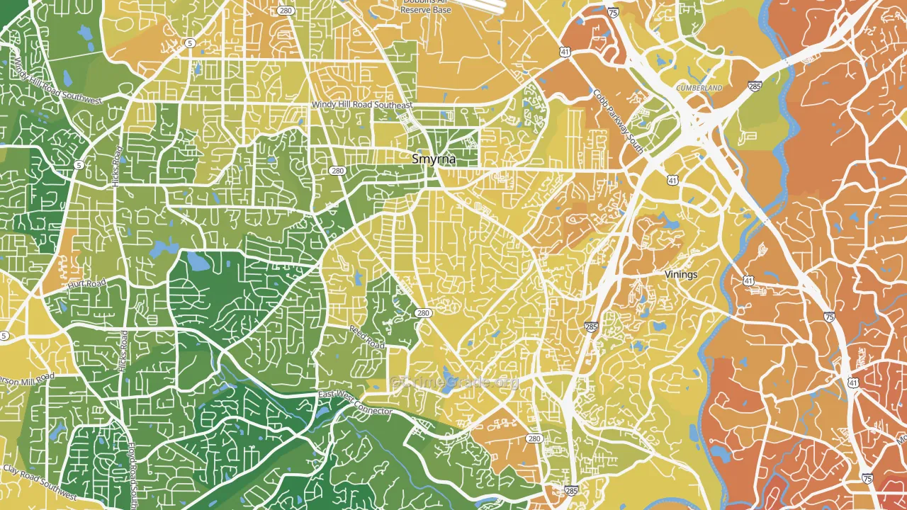 Smyrna, GA Map of Murder Rates