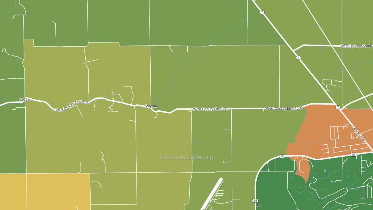 Smyrna, IN Map of Murder Rates