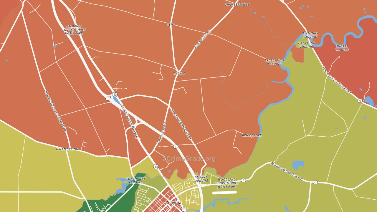 Smyrna Landing, DE Map of Murder Rates