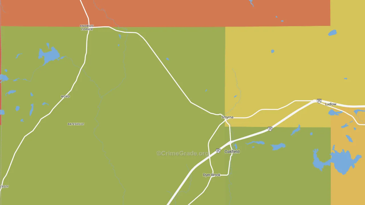Smyrna Mills, ME Map of Murder Rates