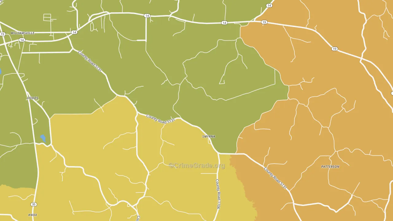 Smyrna, MS Map of Murder Rates