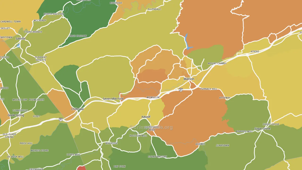 Smyth County, VA Map of Murder Rates