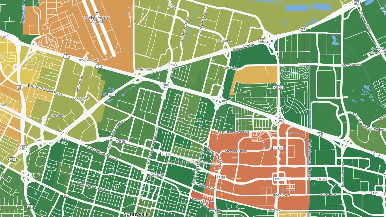 Snail, Sunnyvale, CA Map of Murder Rates