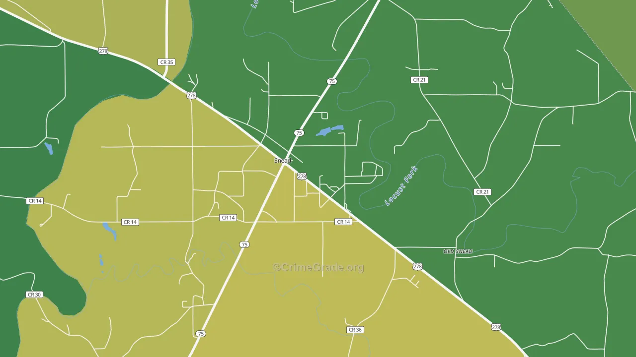 Snead, AL Map of Murder Rates